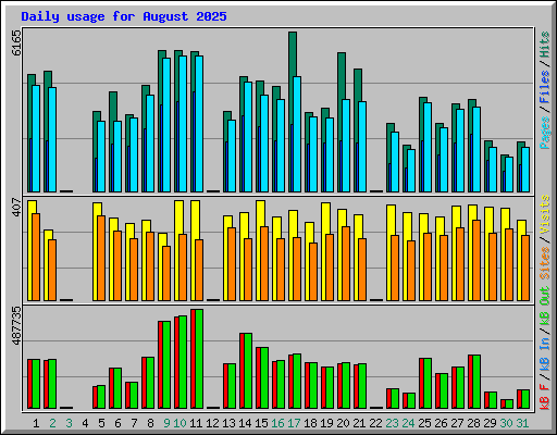 Daily usage for August 2025