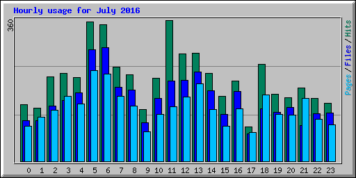 Hourly usage for July 2016